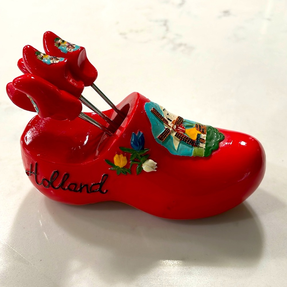 Holland Dutch klompen shoe shape Set of 5 cocktail fruit or cheese picks